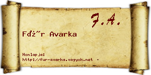 Für Avarka névjegykártya